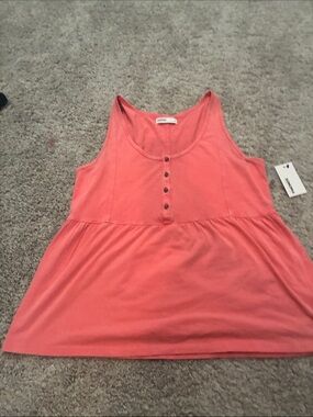 Sonoma Coral Button-Front Scoop Tank